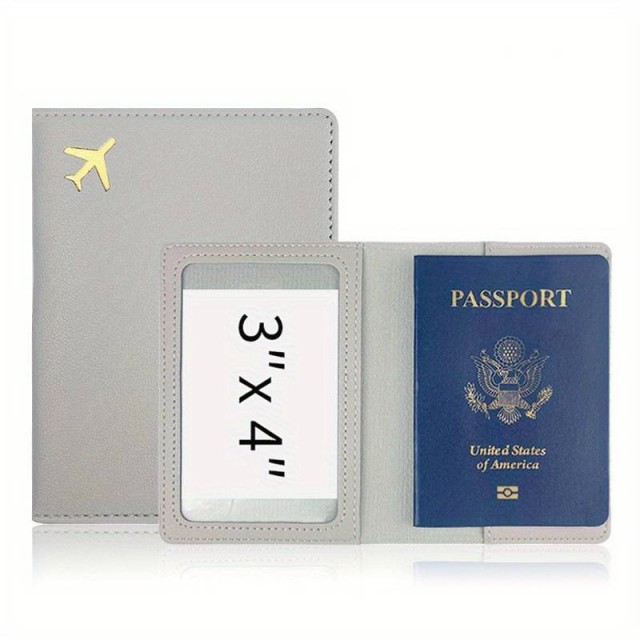 Etui za potni list z letalom, sive barve 