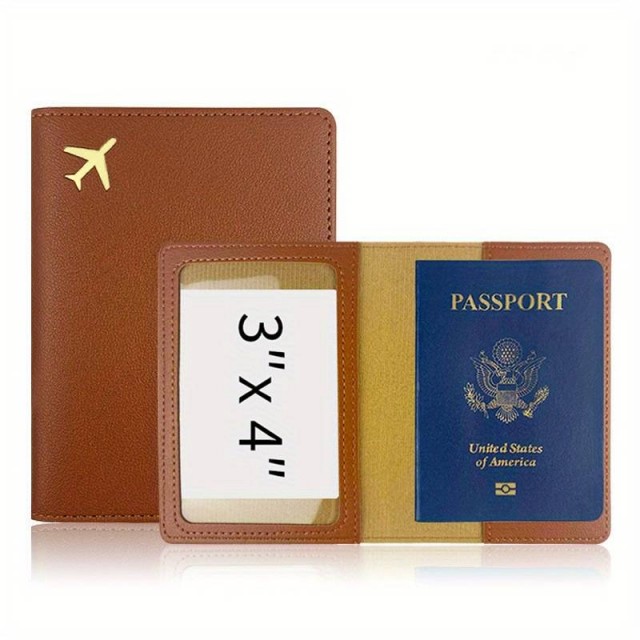Etui za potni list z letalom, rjave barve 